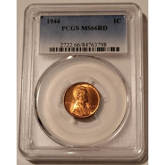 1944 Lincoln Wheat Cent MS66 RED PCGS - Picture 1 of 4